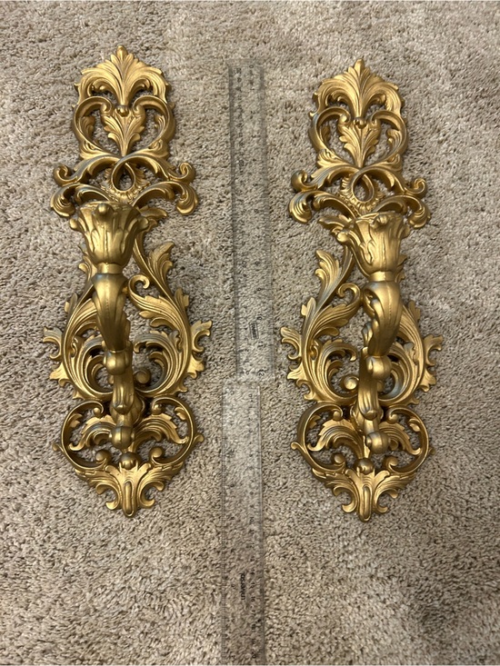 Vintage Other - Vintage Gold Wall Sconces - Decorative Pair (2)pc for Home Wall Decor